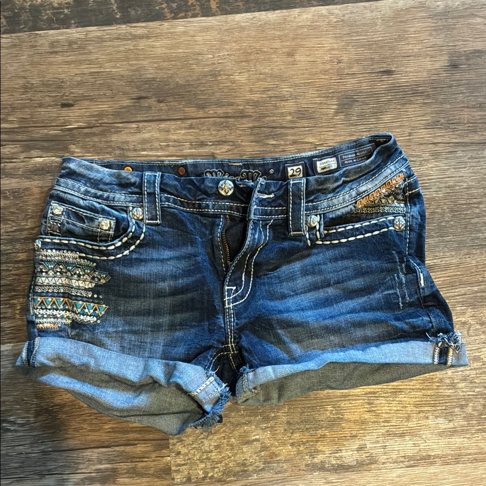 Miss Me Embroidered Denim Women Shorts